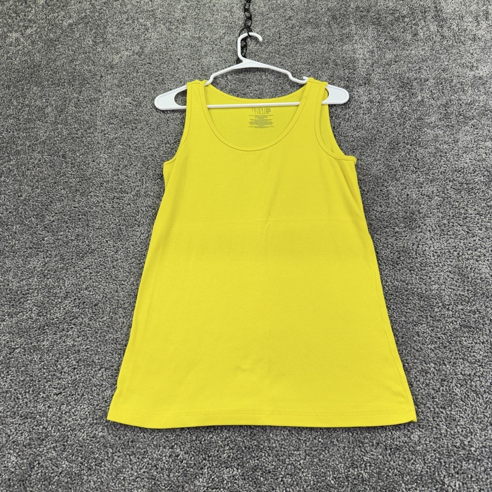 Time And Tru Tank Top Womens 2XL Yellow Ribbed Scoop Neck Basic Summer Casual